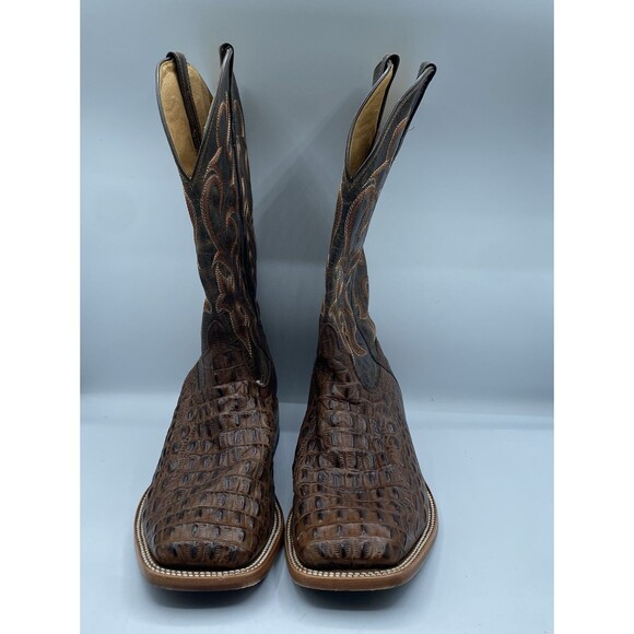 Horse Power Boots HP1070 Men 11 EE Brown Nile Crocodile Print Western Square Toe main image 5